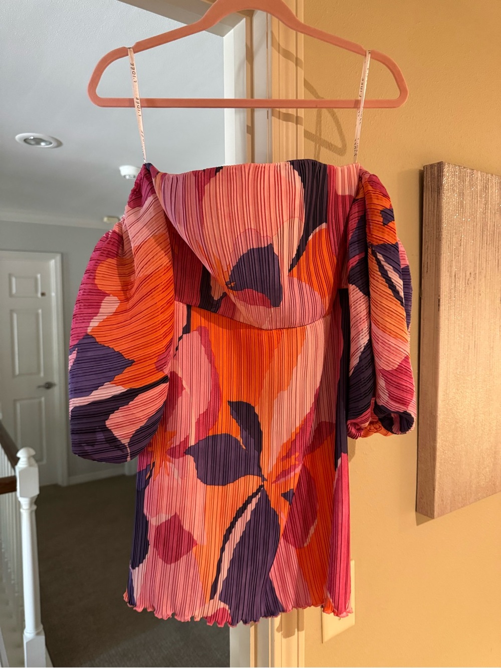 Women’s Pink & Orange Floral Off-Shoulder Dress